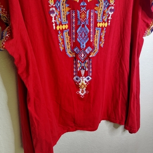 Calessa Embroidered V-Neck Short Sleeve Top sz 3X - Picture 4 of 8